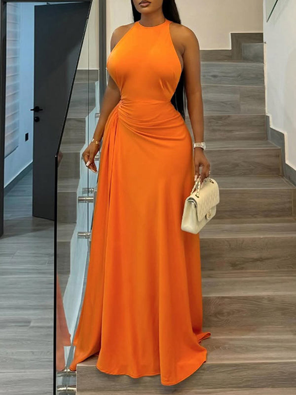 Solid Sleeveless Maxi Dress