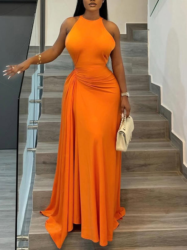 Solid Sleeveless Maxi Dress