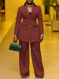 Solid Blazer & Pants Set