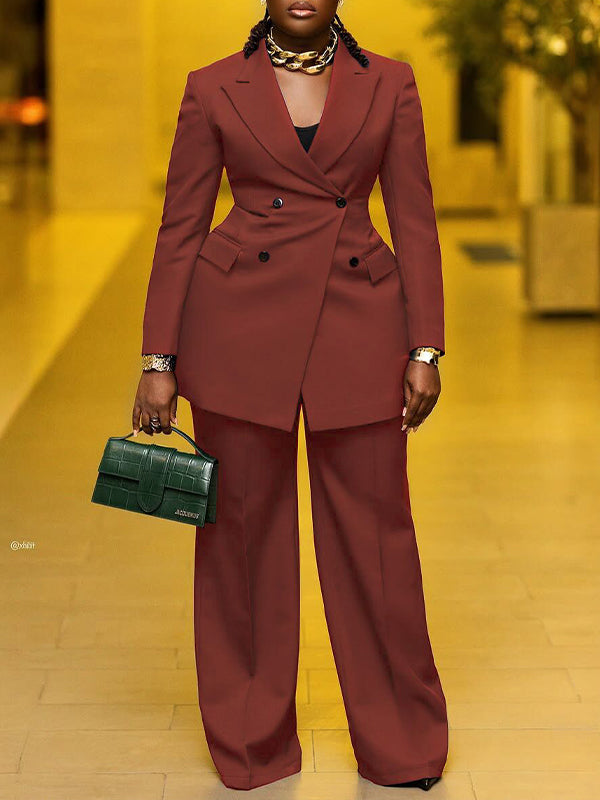 Solid Blazer & Pants Set