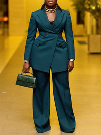 Solid Blazer & Pants Set