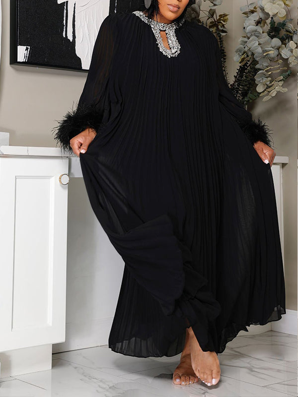 Studded Pleated Maxi Dress