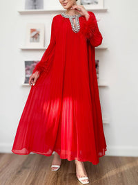 Studded Pleated Maxi Dress