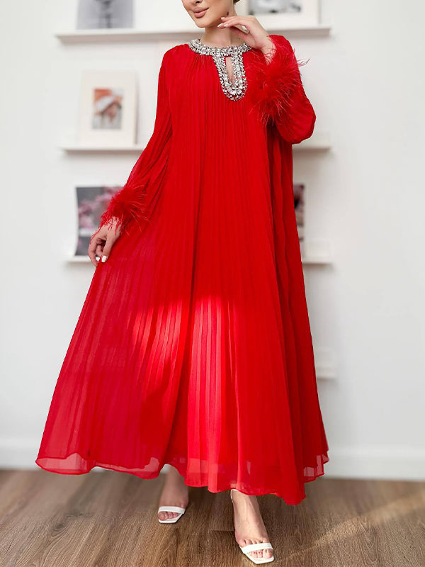Studded Pleated Maxi Dress