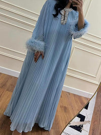 Studded Pleated Maxi Dress