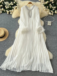 Studded Pleated Maxi Dress
