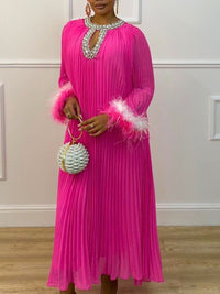 Studded Pleated Maxi Dress