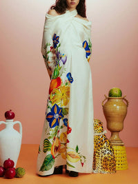 Printed Crossed-Neck Maxi Dress