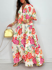 Printed Button-Front Ruffle Dress