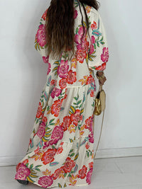 Printed Button-Front Ruffle Dress