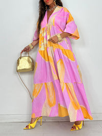 Printed Button-Front Ruffle Dress