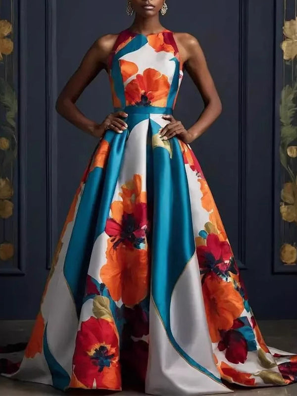 Printed Sleeveless Maxi Dress