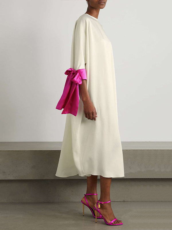Contrast Bowknot Dress