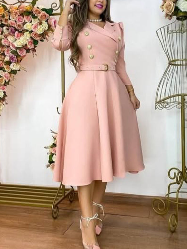 Double-Breasted Belted Dress