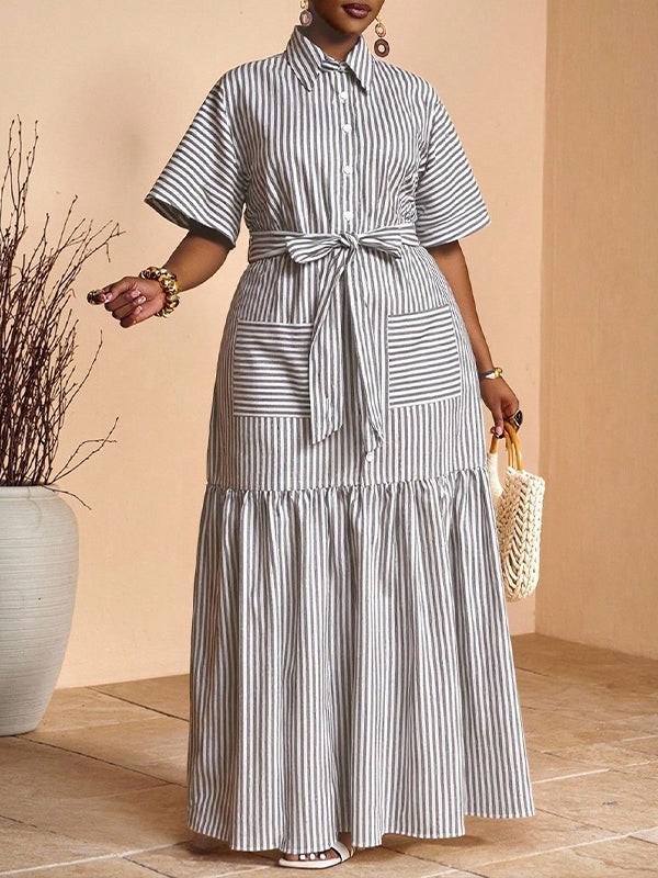 Stripe Tied Shirt Dress