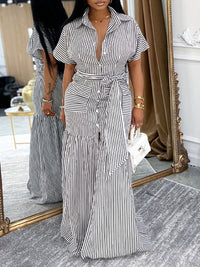 Stripe Tied Shirt Dress