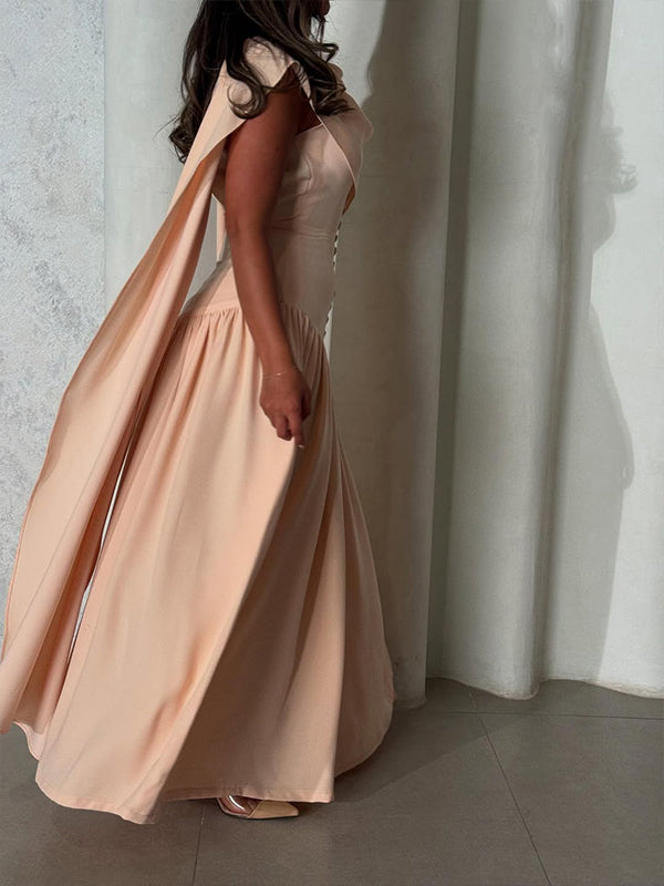 Draped Sleeveless Maxi Dress