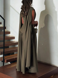 Draped Sleeveless Maxi Dress