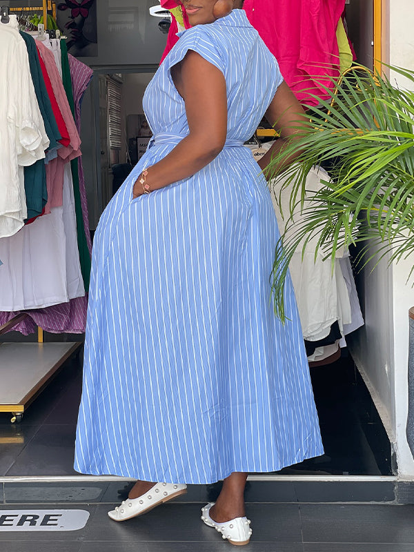 Stripe Tied Shirt Dress