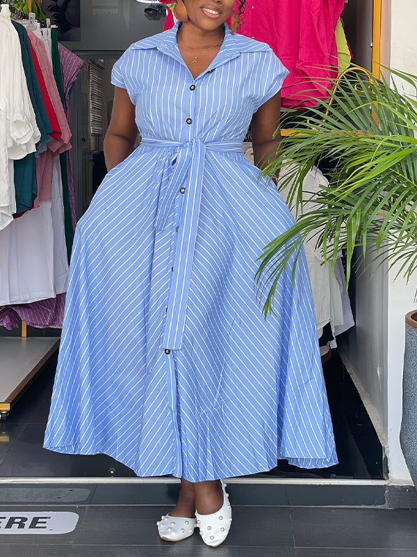 Stripe Tied Shirt Dress