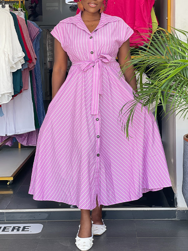 Stripe Tied Shirt Dress