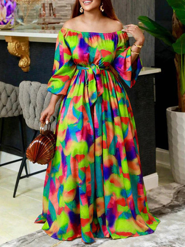 Printed Off-Shoulder Maxi Dress