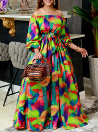 Printed Off-Shoulder Maxi Dress