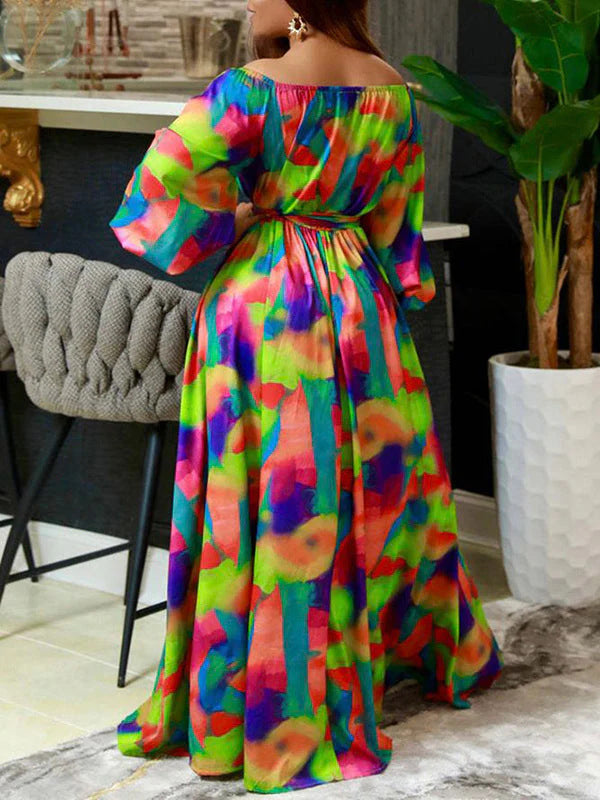 Printed Off-Shoulder Maxi Dress