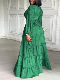 V-Neck Tied Ruffle Dress