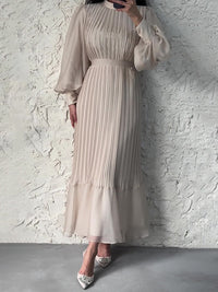 Solid Tied Pleated Maxi Dress