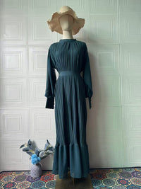 Solid Tied Pleated Maxi Dress