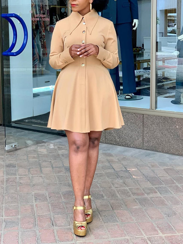 Solid Button-Front Dress