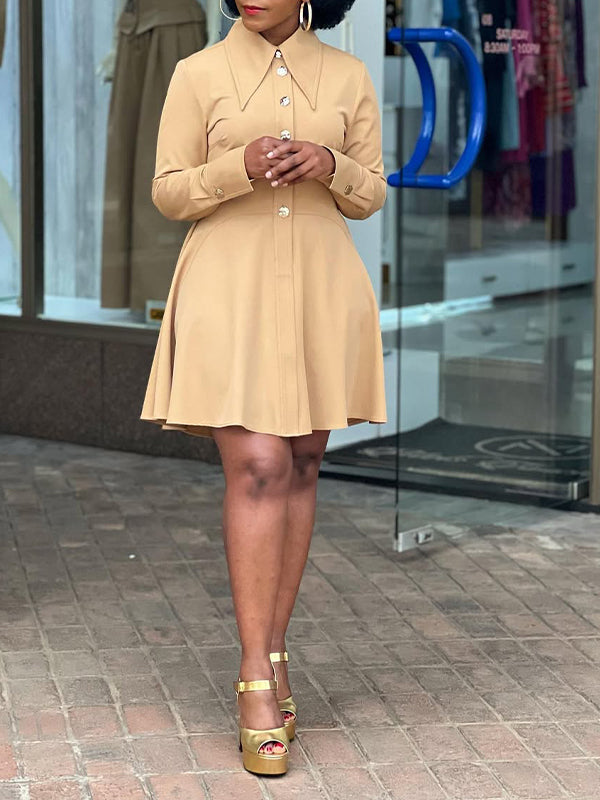 Solid Button-Front Dress