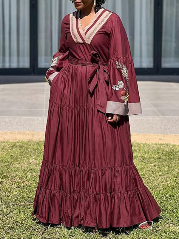 V-Neck Ruffle Maxi Dress