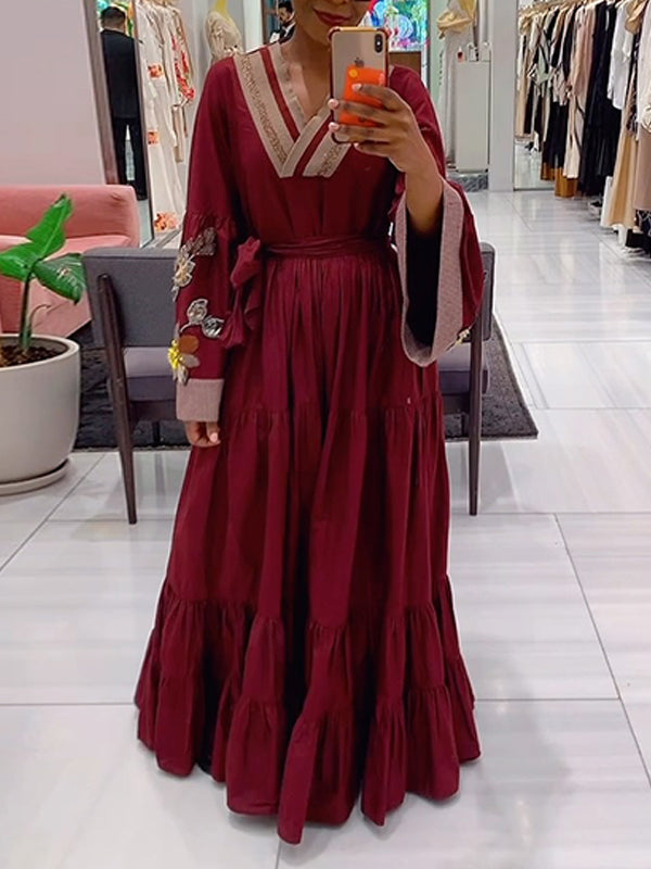 V-Neck Ruffle Maxi Dress