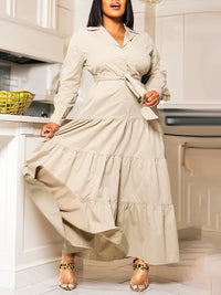 Solid Tied Shirt Dress