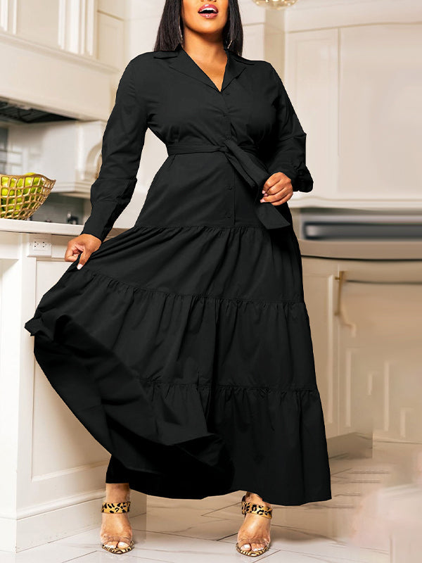 Solid Tied Shirt Dress