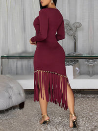 Fringe Combo Bodycon Dress