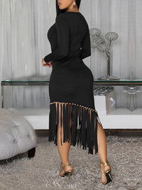 Fringe Combo Bodycon Dress