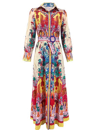 Printed Belted Shirt Dress