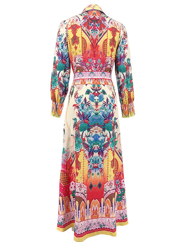 Printed Belted Shirt Dress