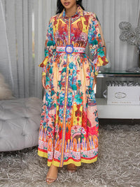 Printed Belted Shirt Dress