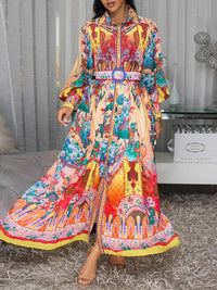 Printed Belted Shirt Dress