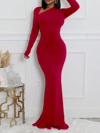 Asymmetric-Neck Maxi Dress