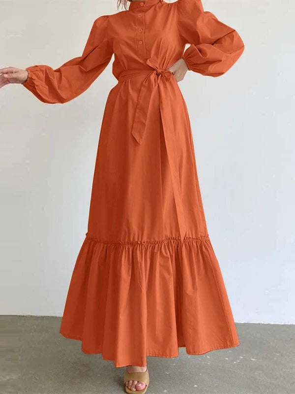 Solid Tied Shirt Dress