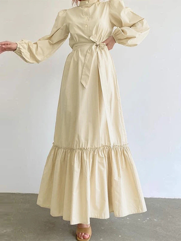 Solid Tied Shirt Dress