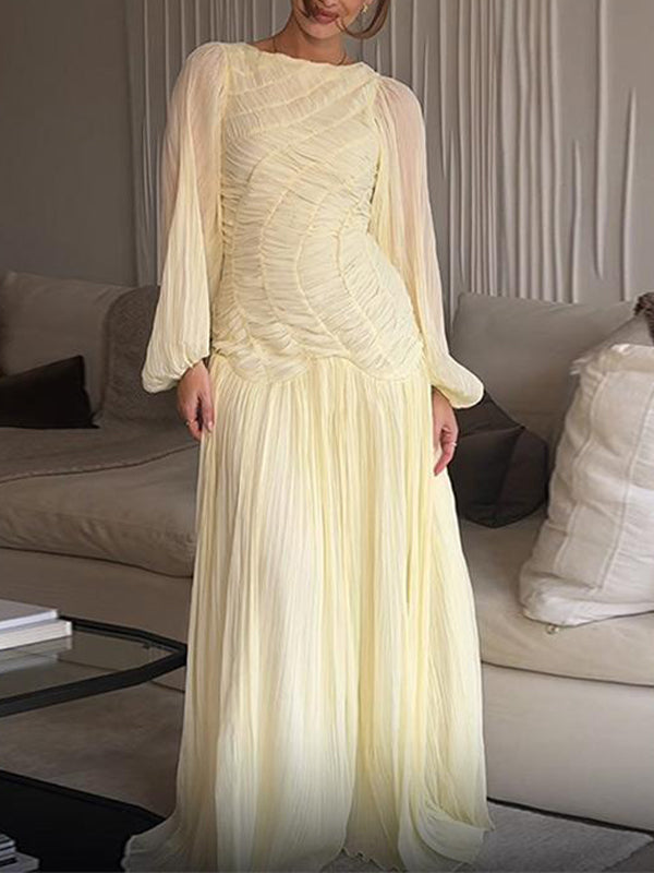 Solid Ruched Maxi Dress