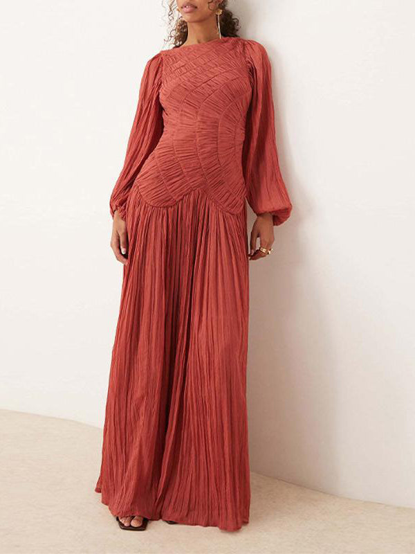 Solid Ruched Maxi Dress