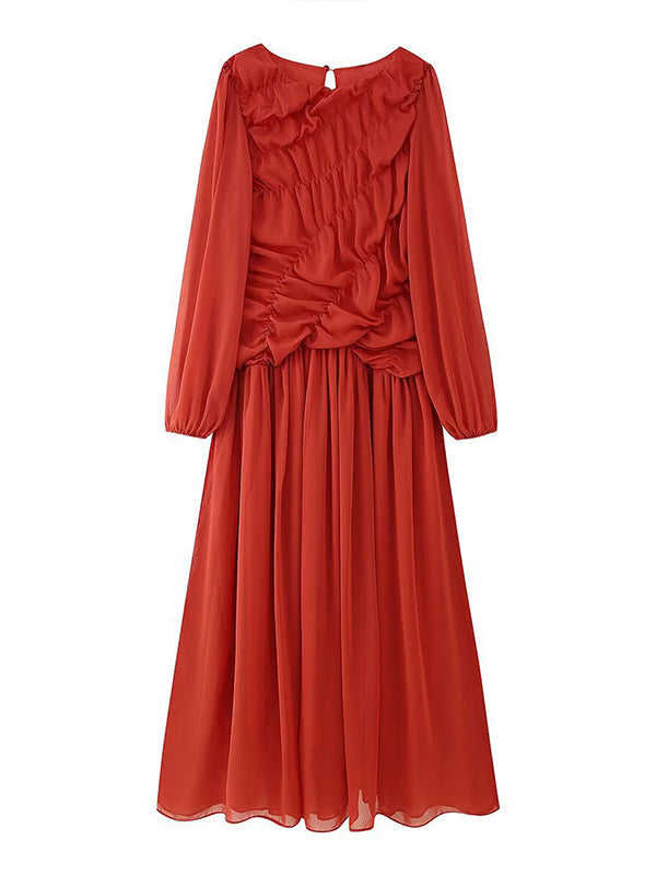 Solid Ruched Maxi Dress