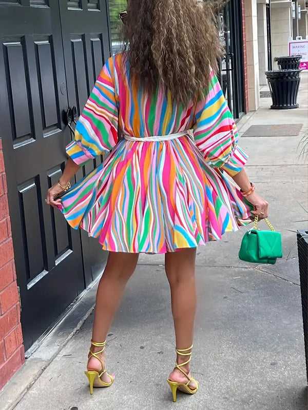 Stripe V-Neck Dress